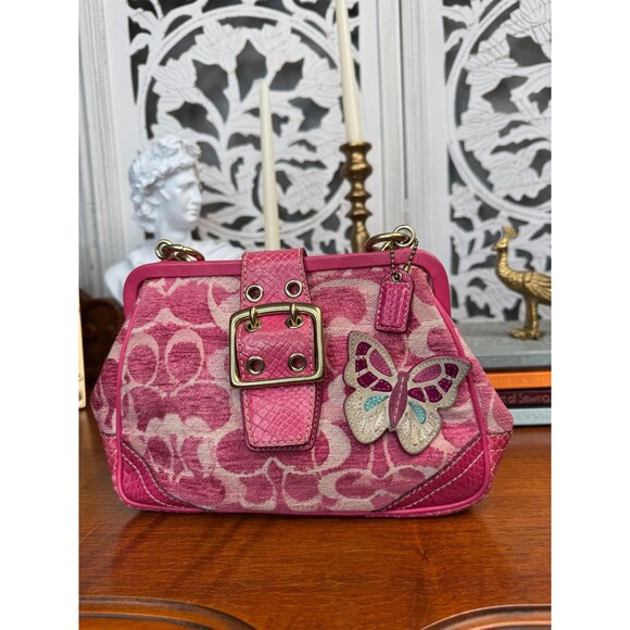 COACH 8F50 Signature Embossed Pink Python Print Satchel RARE, RETIRED, HTF - Picture 7 of 13